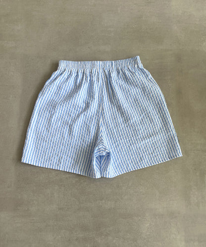 ストライプサッカーシャツ＆ショートパンツセット（シワレス）